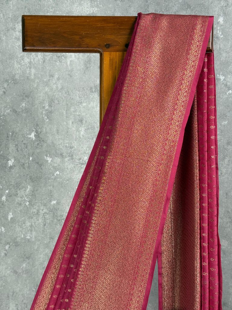 SEMI GEORGETTE ANTIQUE ZARI BANARASI SAREE - Image 2