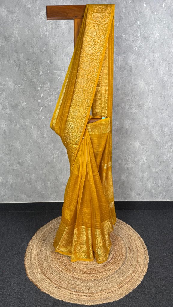 SILK ORGANZA ZARI CRUSH BANARASI SAREE