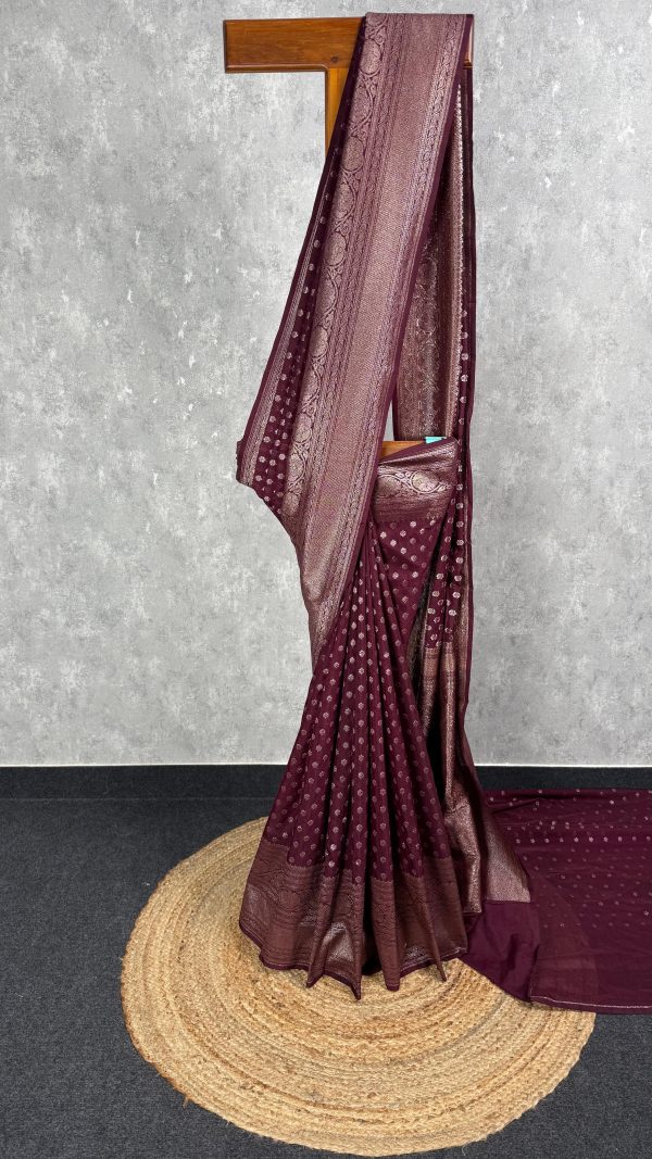 SEMI GEORGETTE ANTIQUE ZARI BANARASI SAREE