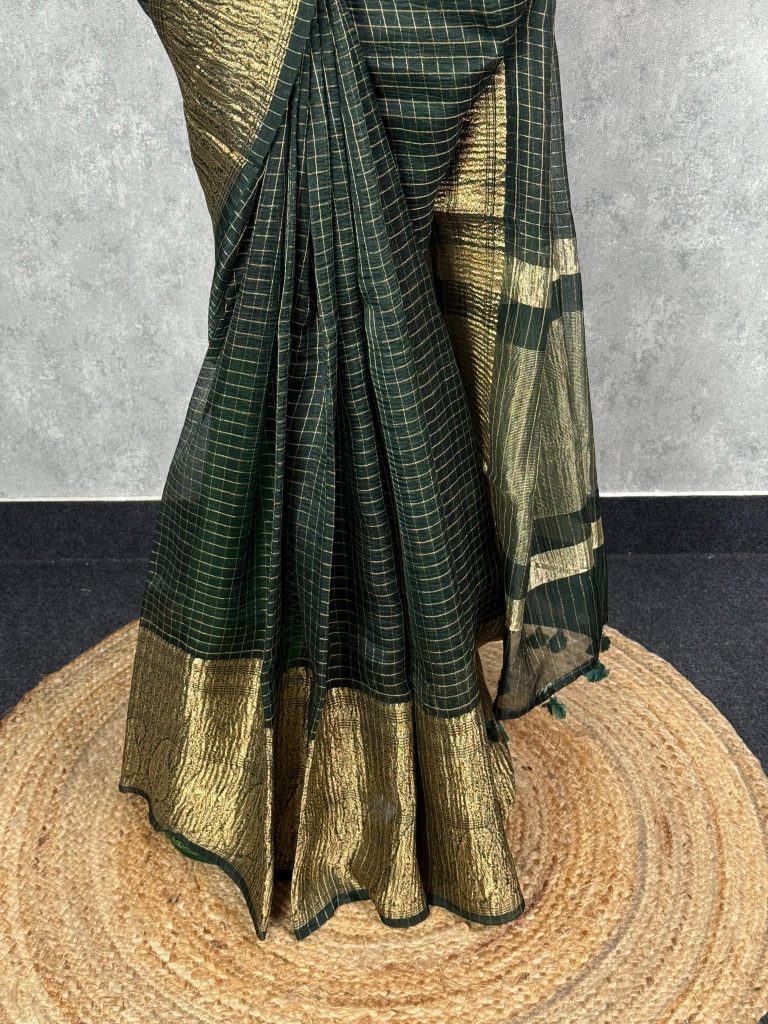 SILK ORGANZA ZARI CRUSH BANARASI SAREE - Image 3