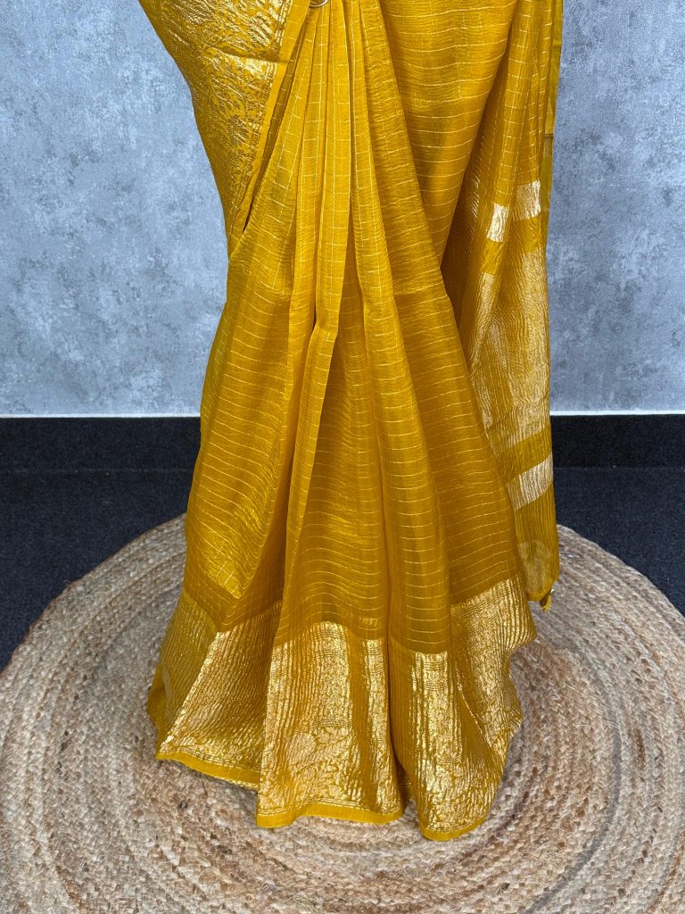 SILK ORGANZA ZARI CRUSH BANARASI SAREE - Image 3
