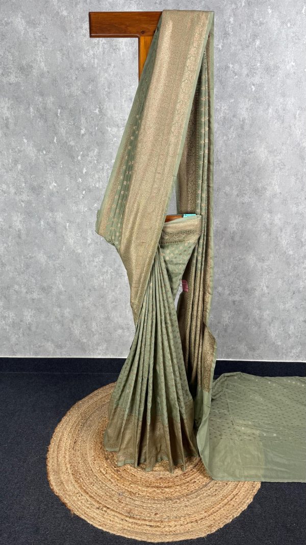 SEMI GEORGETTE ANTIQUE ZARI BANARASI SAREE