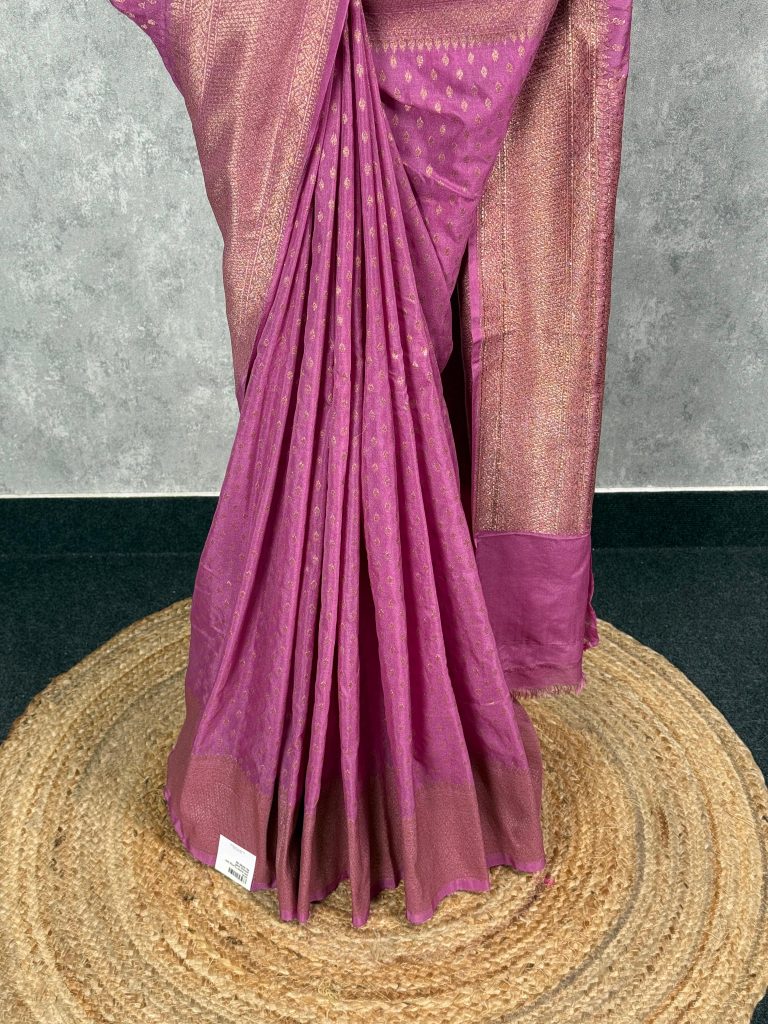 SEMI GEORGETTE ANTIQUE ZARI BANARASI SAREE - Image 3