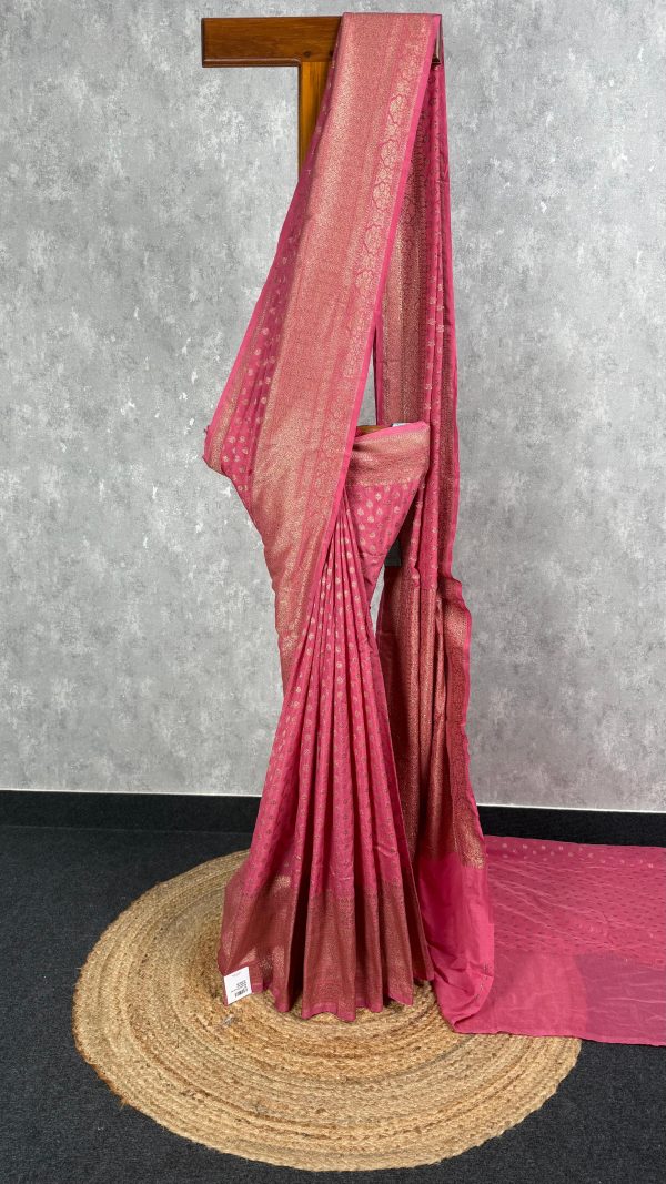 SEMI GEORGETTE ANTIQUE ZARI BANARASI SAREE