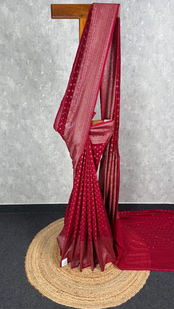 SEMI GEORGETTE ANTIQUE ZARI BANARASI SAREE