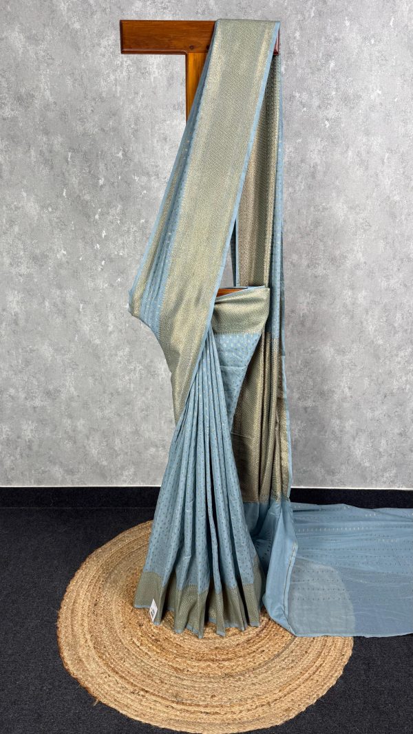 SEMI GEORGETTE ANTIQUE ZARI BANARASI SAREE