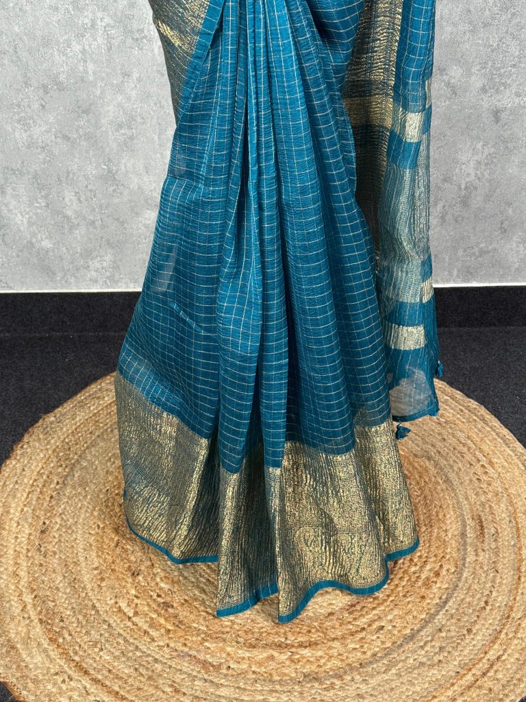 SILK ORGANZA ZARI CRUSH BANARASI SAREE - Image 3