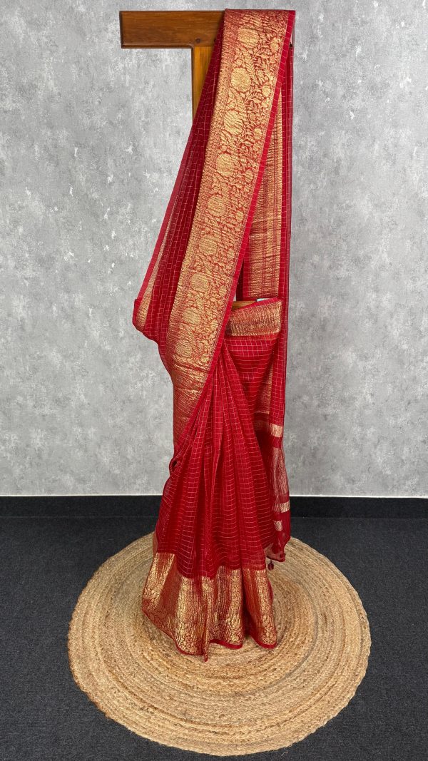 SILK ORGANZA ZARI CRUSH BANARASI SAREE