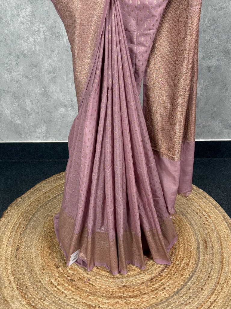 SEMI GEORGETTE ANTIQUE ZARI BANARASI SAREE - Image 3